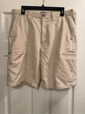 David Taylor Light Beige Cargo Shorts - Classic Utility Style